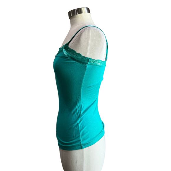 Express Green Heal Lace Trim Y2K Spaghetti Strap Tank Top Size XS - Picture 3 of 9